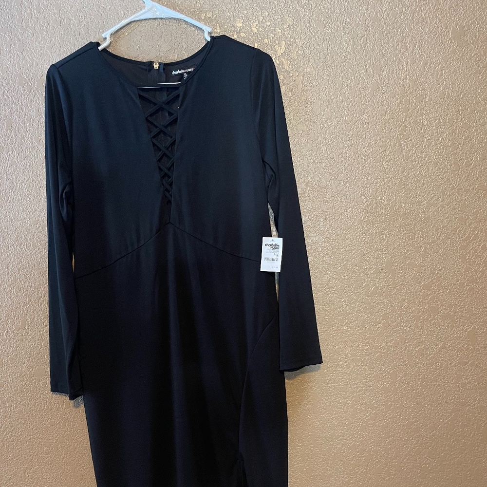 fitted black dress